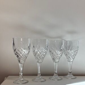 Godinger Dublin Crystal Wine/Water Goblets/Glasses Set Of 4